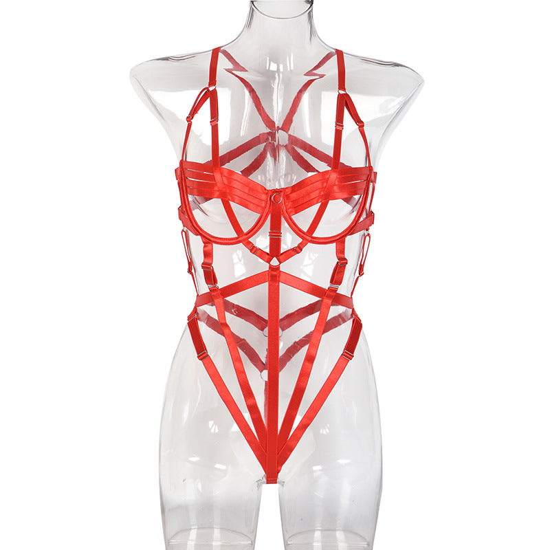 wholesale Intricately Crafted Cross Sexy Strappy Teddy Suit-11