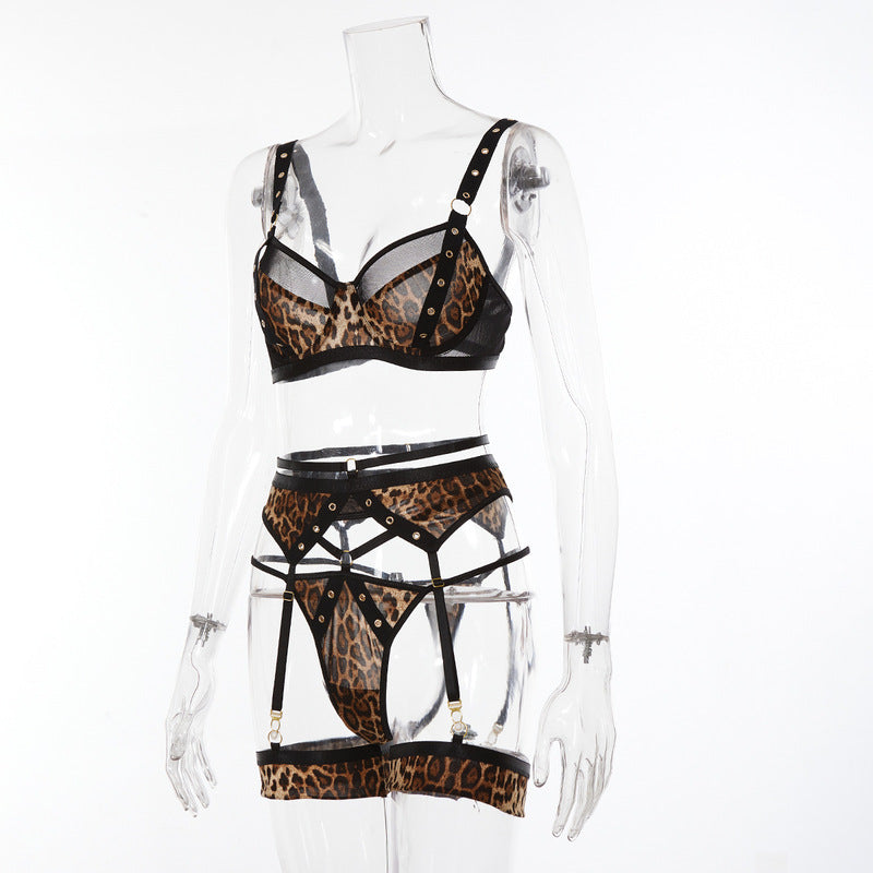 Khaki Leopard Print Perspective Sexy One-Piece Sets Side view