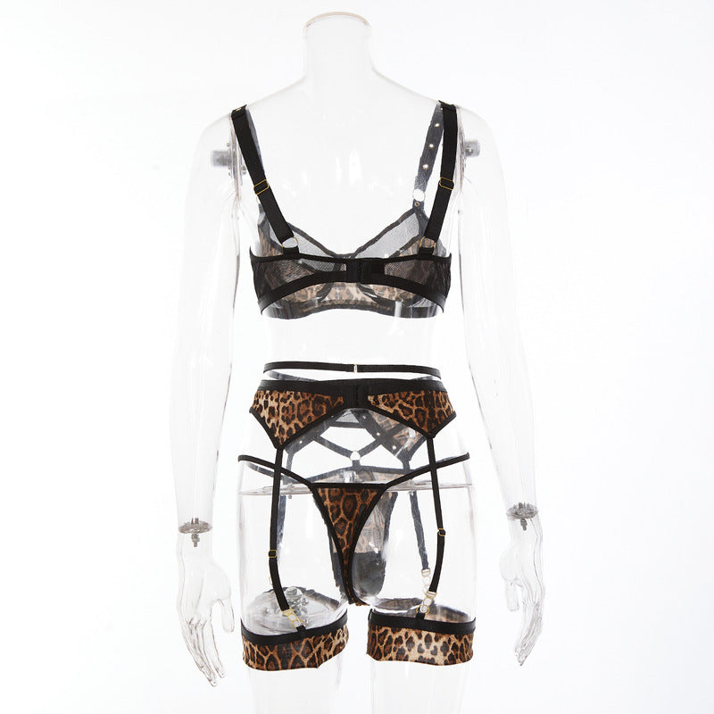 Khaki Leopard Print Perspective Sexy One-Piece Sets Back view