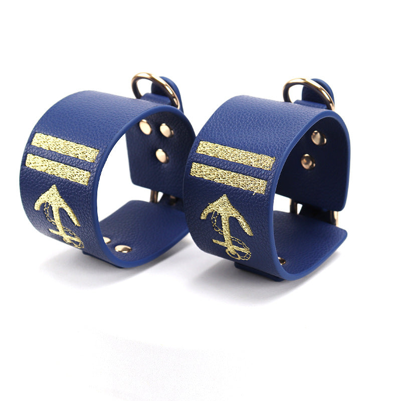 Wholesale Dominatrix Starter Kit with Navy Embroidery Handcuff details